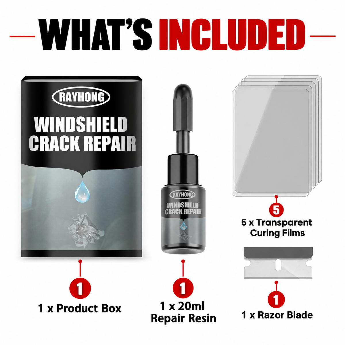 🚗 Windshield Crack Repair Kit – Easy DIY Repair for Chips & Small Cracks 🔧