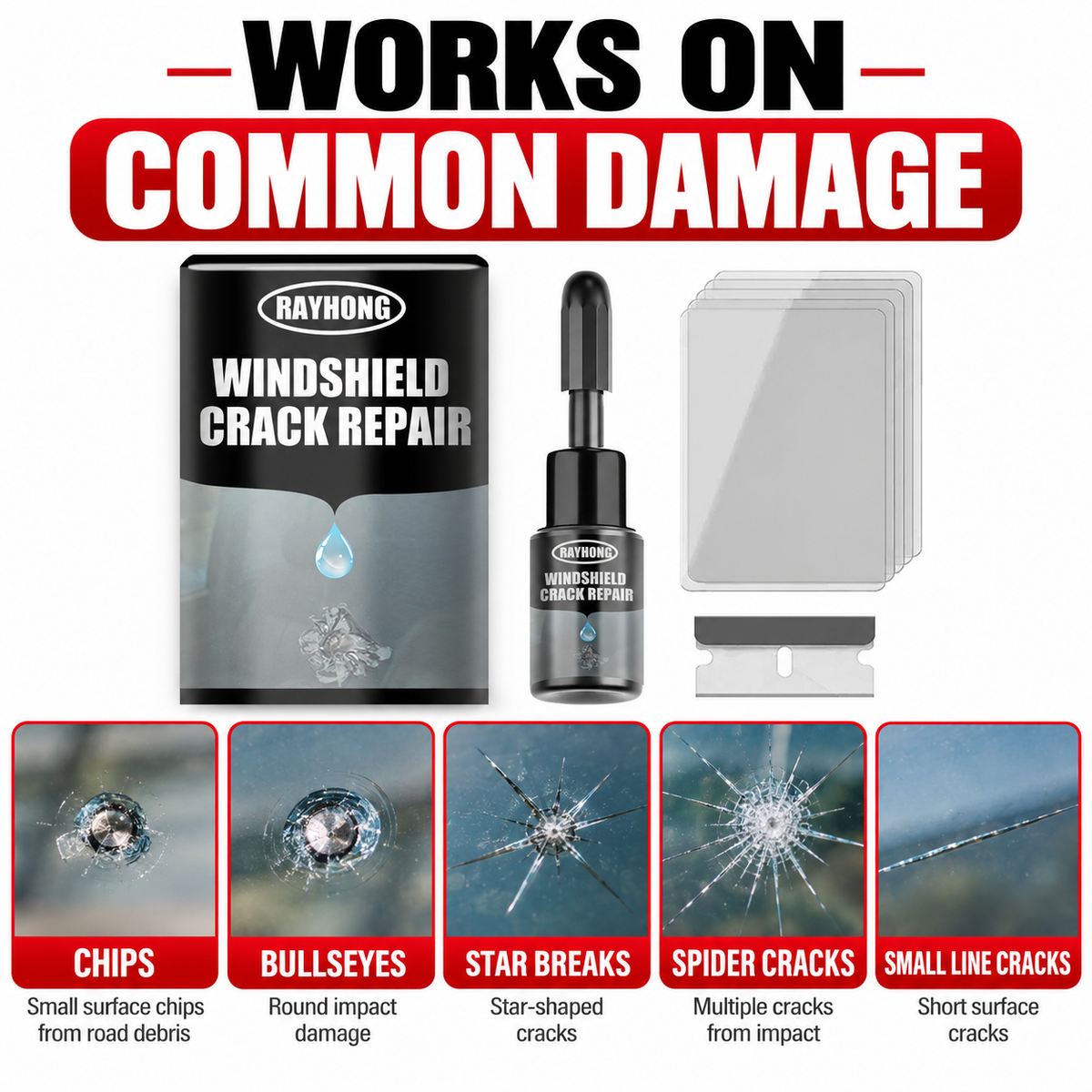 🚗 Windshield Crack Repair Kit – Easy DIY Repair for Chips & Small Cracks 🔧