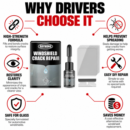 🚗 Windshield Crack Repair Kit – Easy DIY Repair for Chips & Small Cracks 🔧