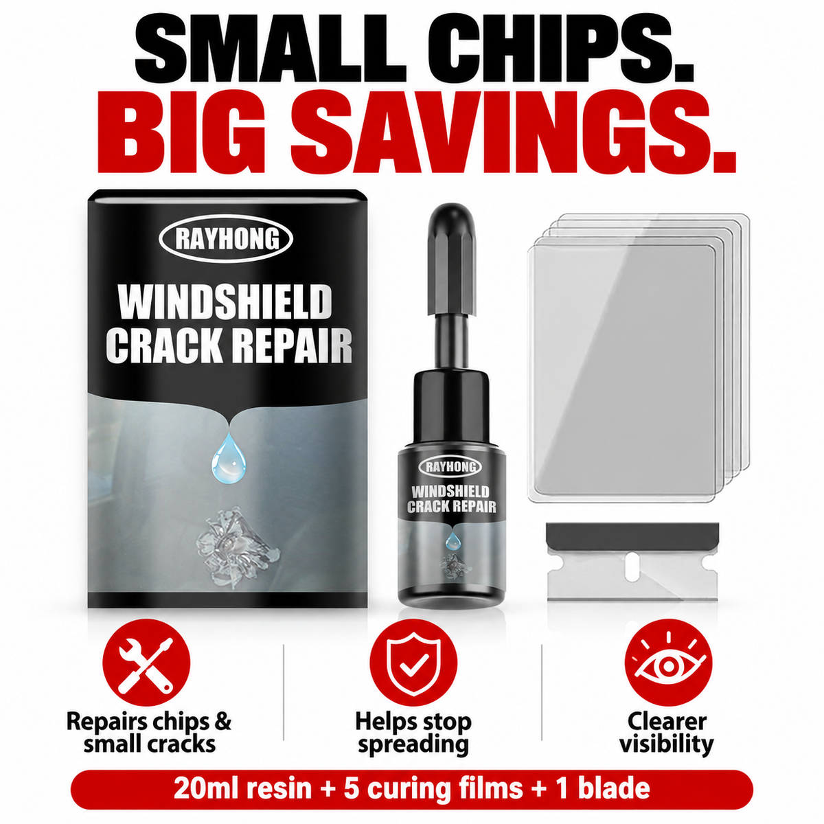 🚗 Windshield Crack Repair Kit – Easy DIY Repair for Chips & Small Cracks 🔧