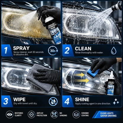 🔥 Headlight Restoration Kit – Restore Cloudy & Yellow Headlights with UV Protection ✨